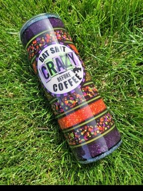 Crazy Before Coffee Glitter Tumbler